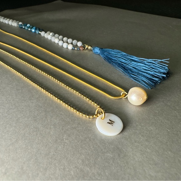 Handmade 18k gold•Apatite & Moonstone gemstone necklace. - Picture 4 of 6